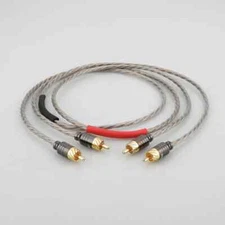 Pair Silver Plated OCC Wire RCA Interconnect Cable HiFi Audio CD AMP RCA Cable