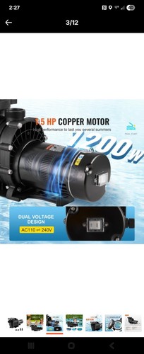 Vevor Above Ground Pool Pump 1.5Hp 100 Gpm Simgle Speed 110/240V - Picture 2 of 3