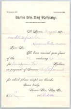St. Louis Bemis Bro. Bag Company 1888 Billhead Receipt to Buford