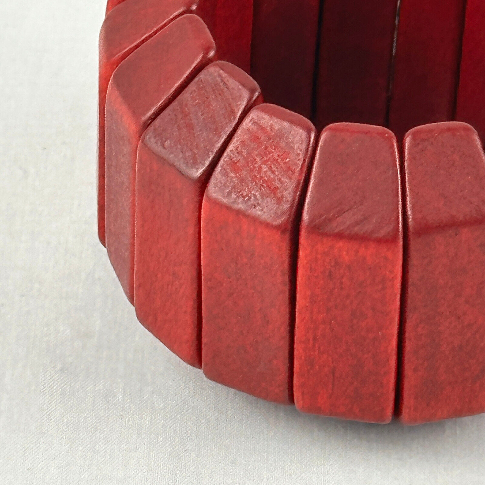 Bracelet 2 Inch Wide Rectangular Deep Red Shaped … - image 4