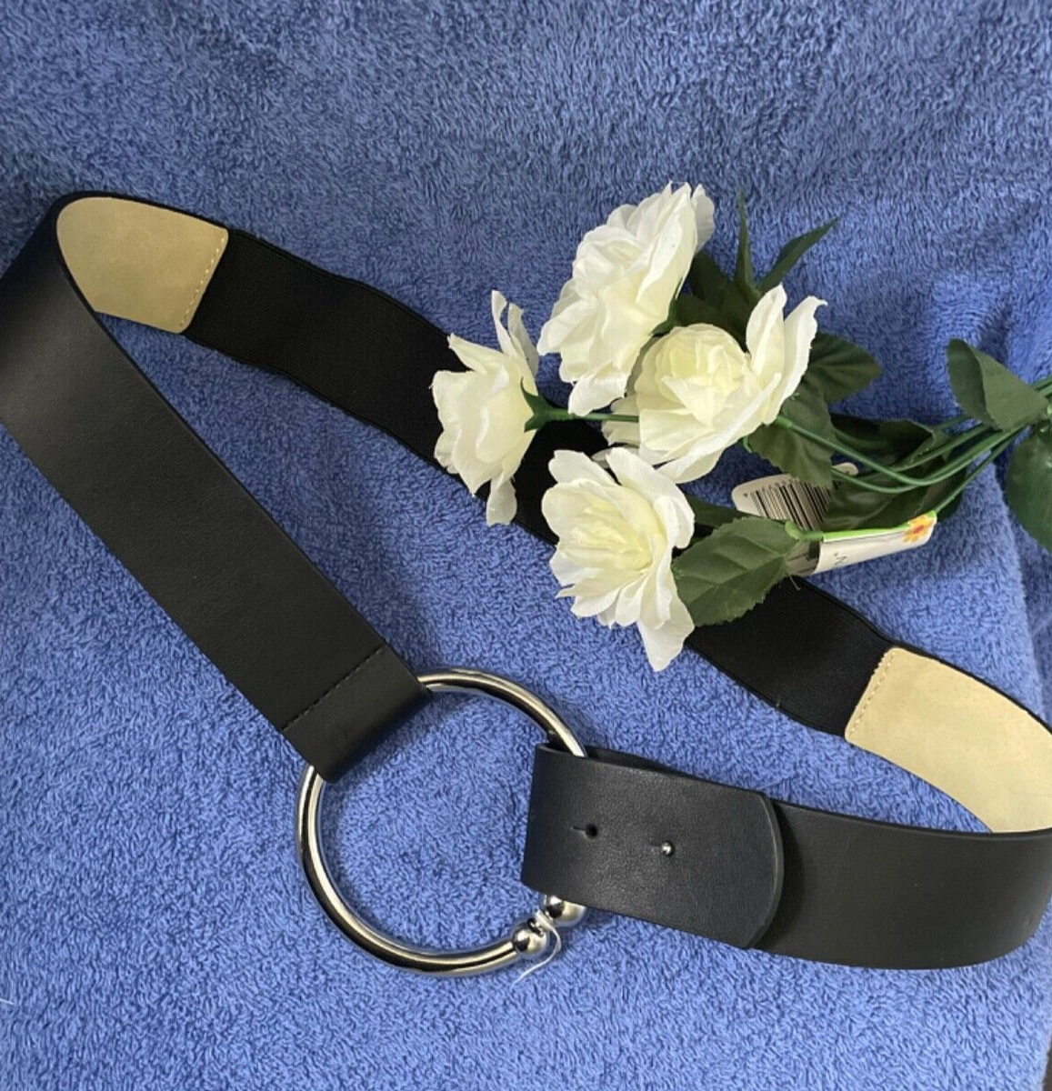 Chicos Belt Black Vegan Leather Silver Ring Adjustable Size  display picture 3