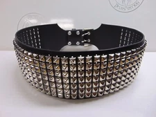BON SCOTT  LEATHER OLD SCHOOL PYRAMID STUDDED BELT.....(MDLSB0173)