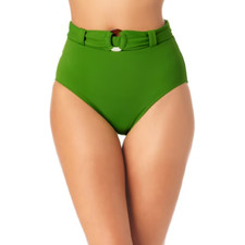 Anne Cole L70139 Womens Green Soft Belted High-Waist Swim Bottoms Size XL
