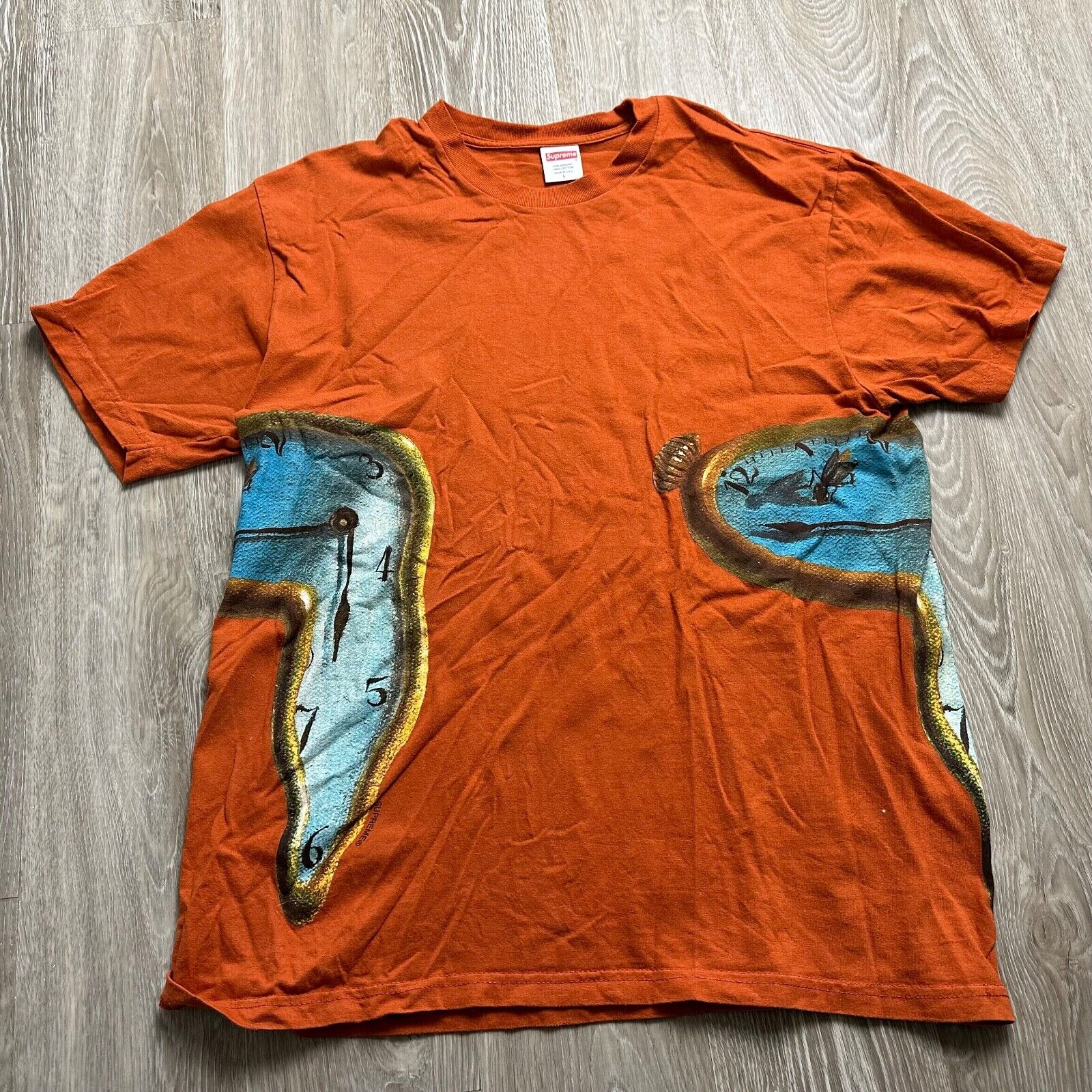 Supreme The Persistence of Memory Salvador Dali Rust Orange T-Shirt Mens  Large L