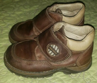 Pablosky Boys Size (23) Dark Brown/tan Leather Boots Made in