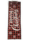 Christmas holiday runner rug red black white plaid 59x20 in