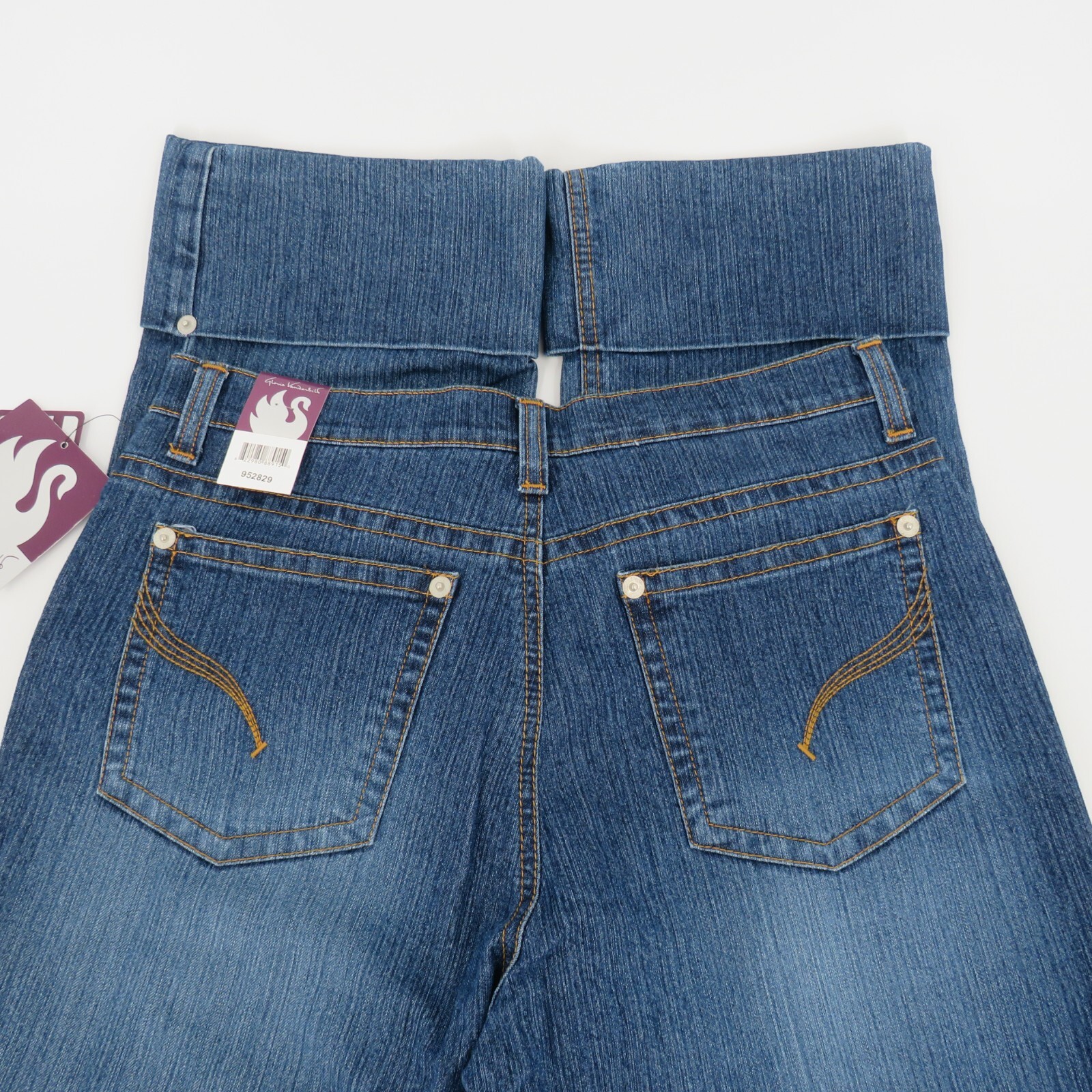 Gloria Vanderbilt Medium Wash Wide Leg Cropped Roll Cuff Jeans Women's Size 8