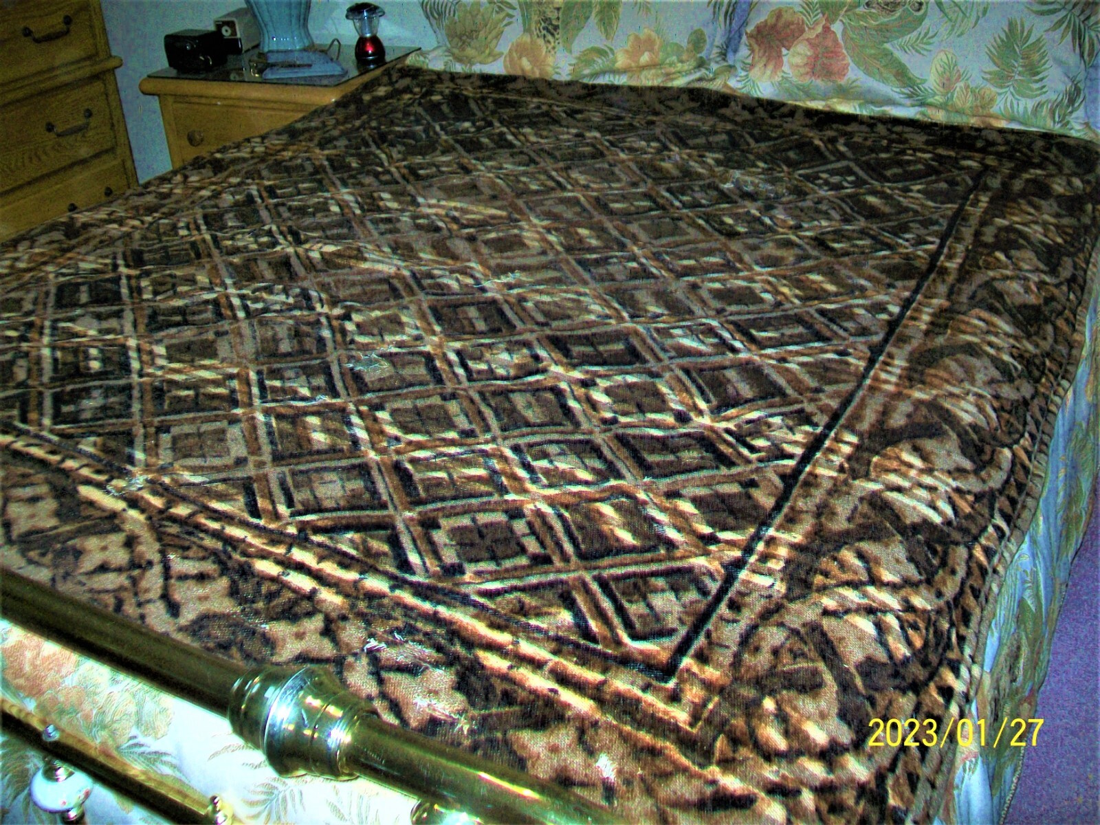 Antique Stroock Wool Horsehair Motor or Carriage Robe Lap Blanket Vtg