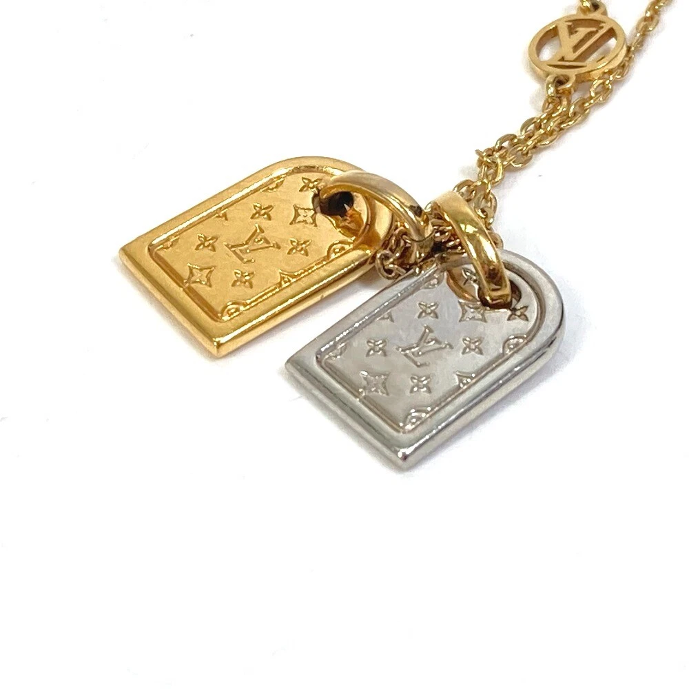 LOUIS VUITTON Nanogram Name Tag Necklace Gold 912688