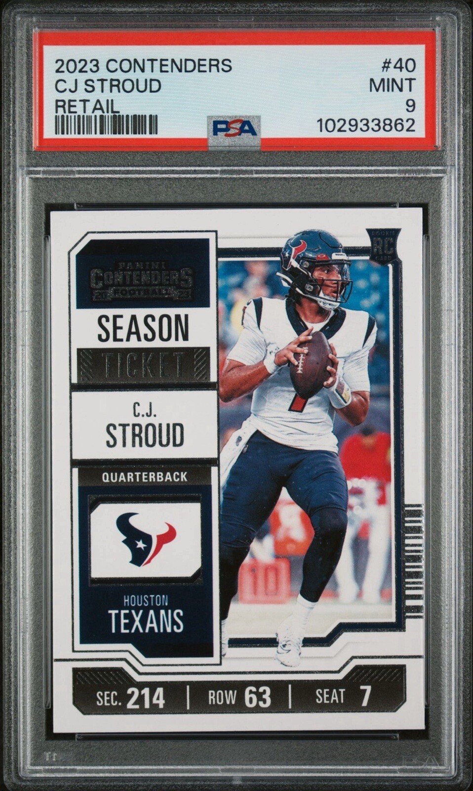 CJ Stroud TICKET ROOKIE CARD Jersey #7 TEXANS PSA 9 RC 2023 Panini Contenders RC