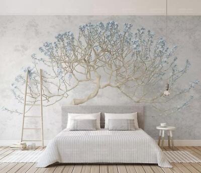 3D Blue Branches K8752 Wallpaper Mural Self-adhesive Removable Sticker Kay