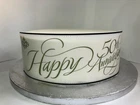 A4 Edible Decor Icing Sheet Happy 50th Golden Anniversary Ribbon Border Edging