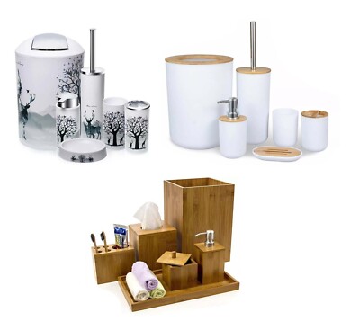 6 Stück Badaccessoires Eimer Toilettenbürstenhalter Seifenspender Becher Ablage