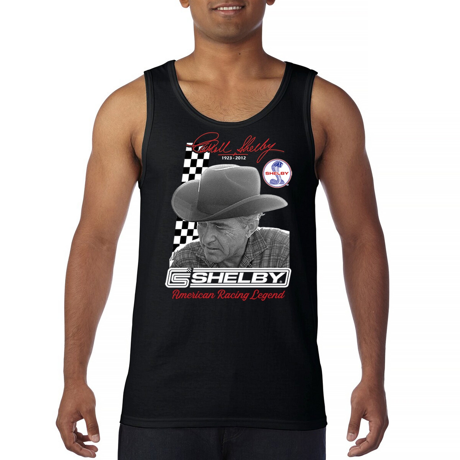 ALTRA Top da uomo Carroll Shelby American Racing Legend Tank Top Cobra Mustang GT500 Carroll