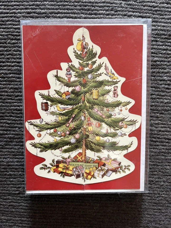 Creative Papers C.R.Gibson Die Cut Christmas Tree Photo Cards Spode 12 Card Pack - Image 3 of 4