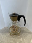 Vintage PYREX Golden Poinsettia 8 Cup Coffee Pot Carafe Mid Century with Stand