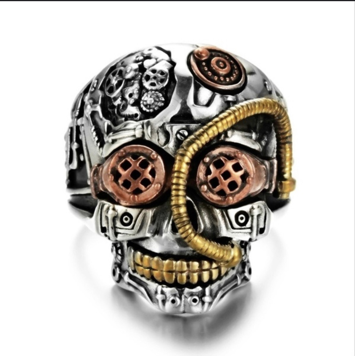 ギフトにも♪【Harley Davidson】Men's Multi Skull Band Ring Motorcycle Club Skull Gothic Punisher Theme Biker Harley