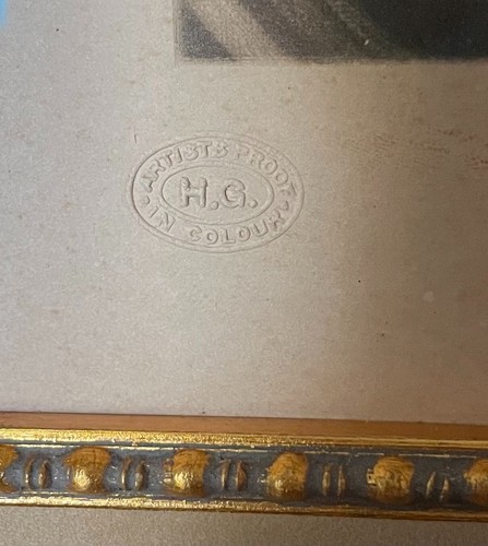 Hermosa niña y marco antiguo firmado en mezzotint F. Petitjean - Imagen 4 de 9