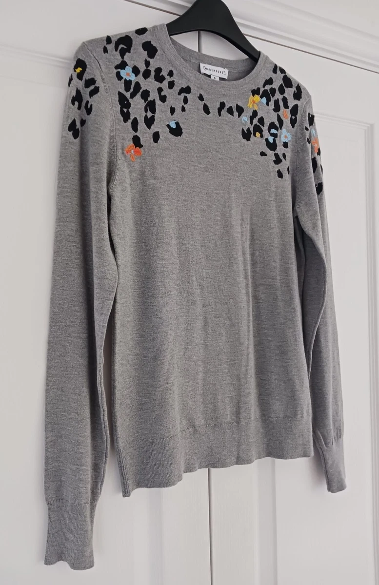 Warehouse grey deals leopard print jumper