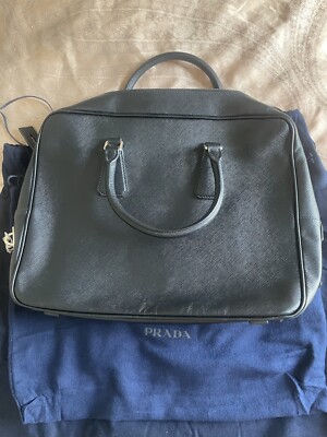 Prada Saffiano Travel Leather Duffle/Brief Bag With Lock NWT $1950