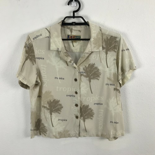 La Cabana Hawaiian Shirt Blouse Size PXL Rayon Multicolor Floral Short Sleeve