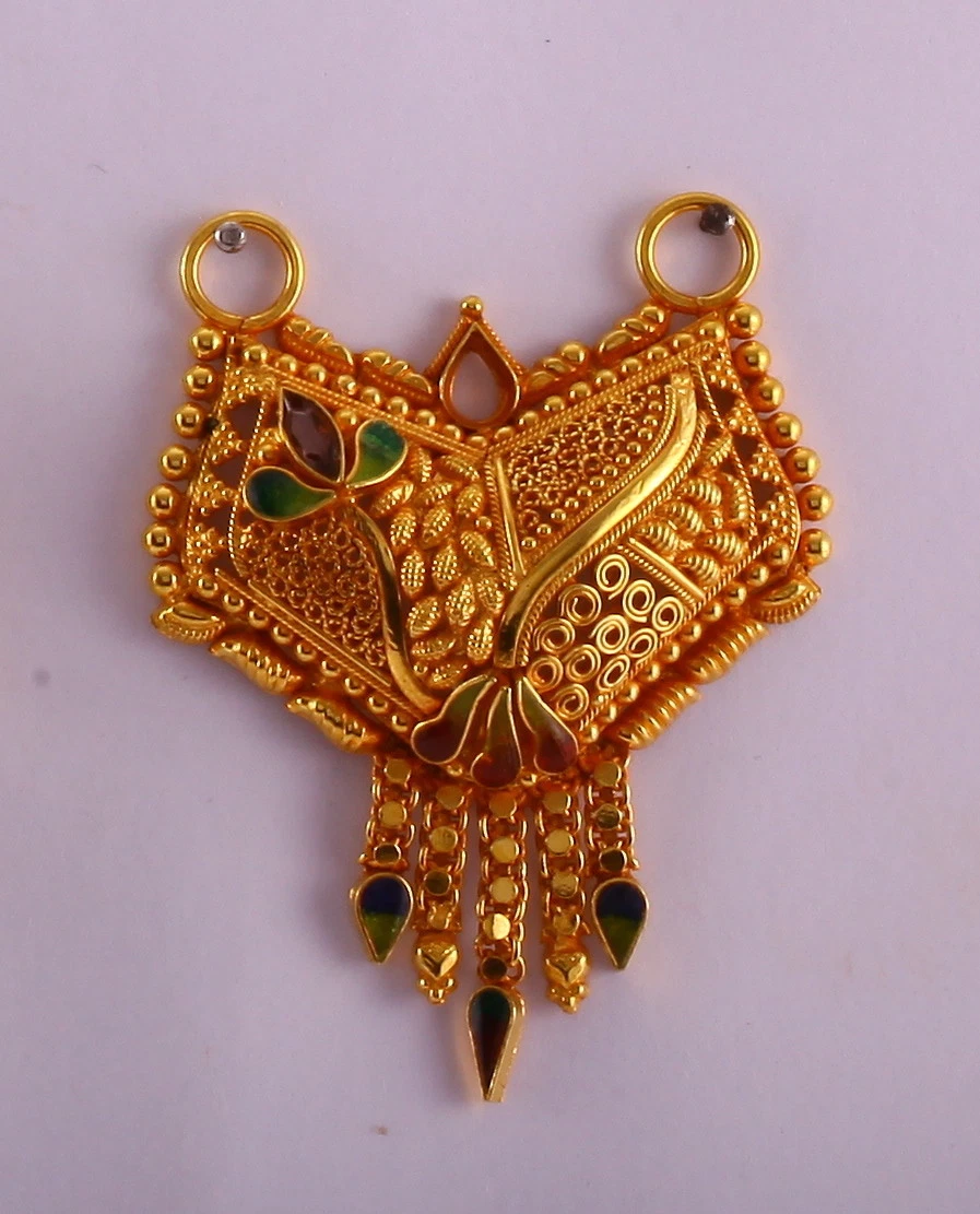 TRADITIONAL DESIGN 22K GOLD PENDANT NECKLACE HANDMADE GOLD JEWELRY