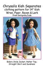 Separates Doll Clothes Sewing Pattern 14" Kish Lark Wren Raven Piper