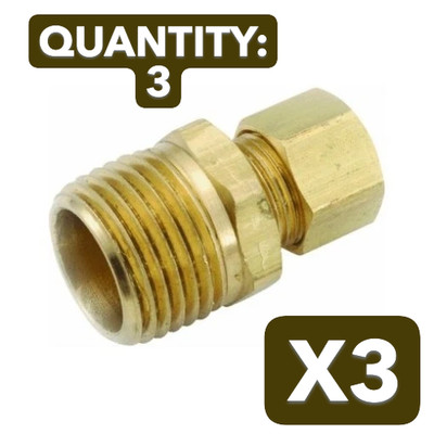 3-PACK LOT Anderson Metals 3/16'' Compression x 1/8'' MPT Brass Mal