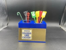 Lord Calvert  Canadian   Whiskey Bar Display Sign Glasses Vintage straw Holder