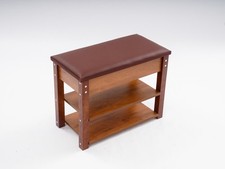 Entryway Shoe Storage Bench - 2-Tier, Solid Wood PU, Brown Modern Shoe Bench