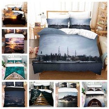 3D Sunset Sea Boat Landscape Quilt Cover Duvet Cover Comforter set