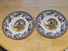Spode Woodland 10 3/4" Dinner Plates -- Turkey - Set of 2