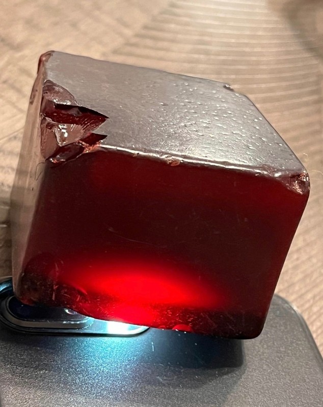 CHIPPED dark cherry block slab for dice or prayer bead 032124@