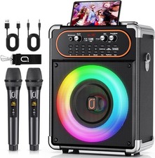 Karaoke Machine with 2 Microphones, Portable Bluetooth 5.3 Karaoke Speaker