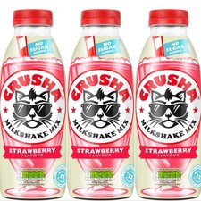 BBE 05/2026 Crusha Strawberry No Added Sugar Milkshake Mix 3 x 1L Bottles