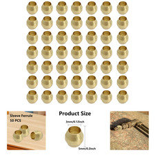 50PCS Brass Compression Sleeve Ferrules 1/8 Inch Tube Fittings for Air Water Oil