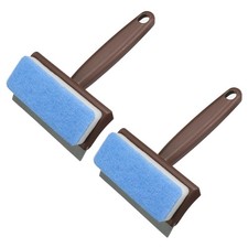 Shower Spatula Cleaning Tool with 2 in 1 Head, Brown Handle, 2pcs