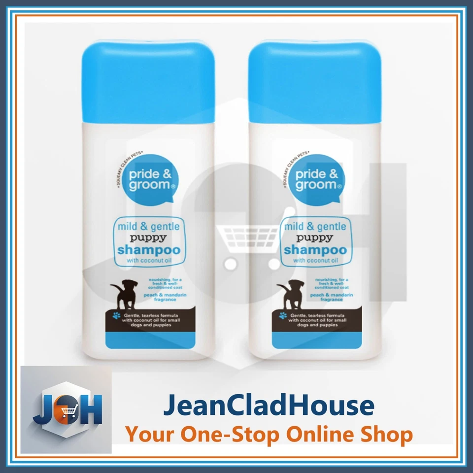 PRIDE AND GROOM 2x Pride & Groom Mild & Gentle Puppy Dog Pet Shampoo 300ml With Coconut Oil Soft