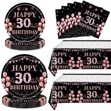 62pcs 30th Birthday Decorations For Girls Her Rose Gold Birthday Party Supplies