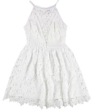 bar III Womens Illusion Fit & Flare Dress, White, Small