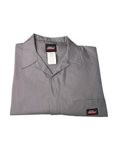 dickies mens short sleeve light grey poplin work uniform coveralls large new