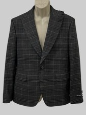 Karl Lagerfeld Men's Black Plaid Modern-Fit One-Button Blazer Jacket Size 40S