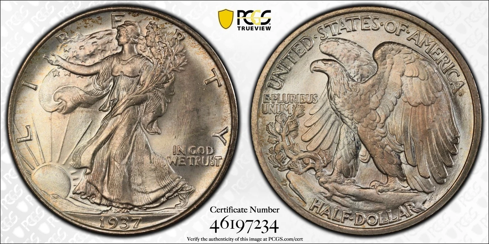 1937-D 50C Walking Liberty Half Dollar PCGS MS67