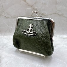 Vivienne Westwood Coin Case Wallet Clasp Leather Khaki 8cm x 9cm x 2 5cm