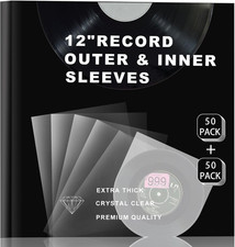 100 12" anti Static Vinyl Record Sleeves Combo Pack 50X 3Mil Outer 50X Inner