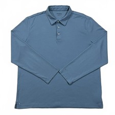 Untuckit Mens Damaschino Blue Long Sleeve Polo Shirt XL
