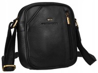 Herren Leder UmhäNgetasche Crossbody Bag Klein Schwarz
