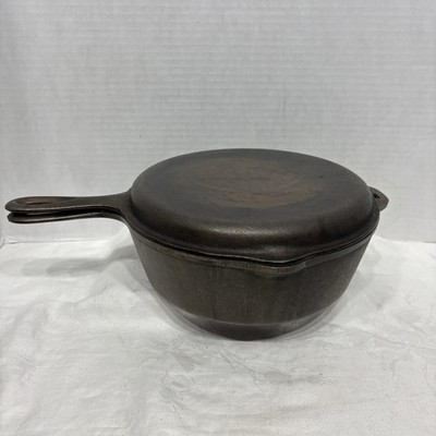 Vintage LODGE Cast Iron 4 in 1 Combo Cooker Double Skillet USA 8 FS D