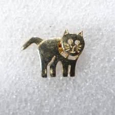 Metal Cat Pin Engraved Face Collar Whiskers Stylized Animal Charm Badge