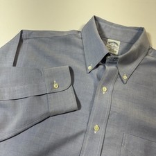 Brooks Brothers Men's SLIM FIT Non-Iron Pocket Blue Striped Dress Shirt 16 - 35